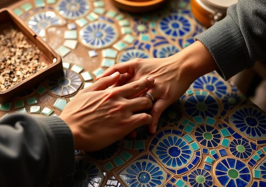 Artesano trabajando zellige tradicional en un taller de la Medina de Tetuán